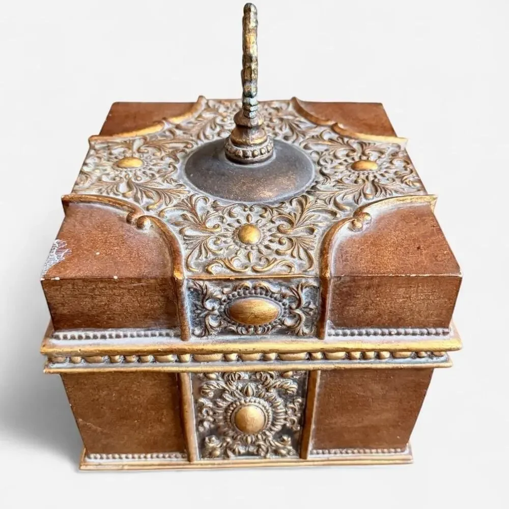 Large Wood decorative Storage Box Ornate with lid neo-classical regency
